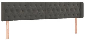 Cabeceira cama c/ luzes LED veludo 183x16x78/88cm cinza-escuro
