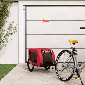 vidaXL Reboque bicicleta p/ animais tecido oxford/ferro vermelho/preto