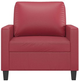 Poltrona 60 cm couro artificial vermelho tinto