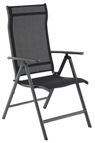 Conjunto de 4 cadeiras dobráveis de jardim SONGMICS, cadeiras para áreas externas com estrutura de alumínio durável, encosto reclinável em 8 ângulos, capacidade máxima de 120 kg, pretas GCB30BK