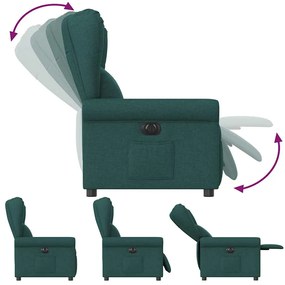 Poltrona elétrica reclinável tecido verde-escuro