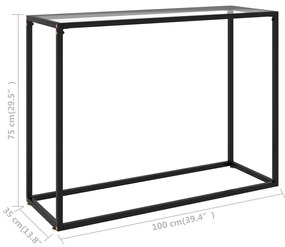 Mesa consola 100x35x75 cm vidro temperado transparente