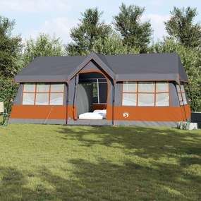 Tenda de Camping com Janelas Cinza e Laranja 12-Pessoas Impermeável