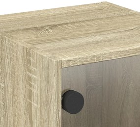 Mesa de cabeceira c/ porta de vidro 35x37x35 cm carvalho sonoma