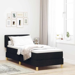 vidaXL Cama Box com colchão com cabeceira Preto 80 x 200 cm tecido