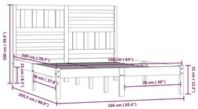 Estrutura de cama 160x200 cm pinho maciço