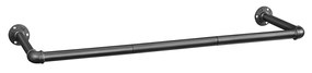 SONGMICS Cabide de Parede para Roupas, Varão Industrial para Roupas em Tubo, Compacto, Resistente, 92 x 30 x 7,5 cm, Fácil Montagem, para Espaços Pequenos, Preto HSR67BK