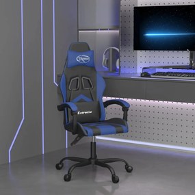 Cadeira gaming giratória couro artificial preto e azul
