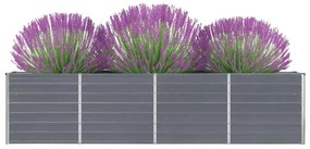Canteiro jardim elevado 320x40x77 cm aço galvanizado cinzento