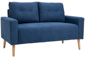 HOMCOM Sofá de 2 Lugares Moderno Estofado em Poliéster com 2 Almofadas Apoio para os Braços 145x76x88 cm Azul | Aosom Portugal