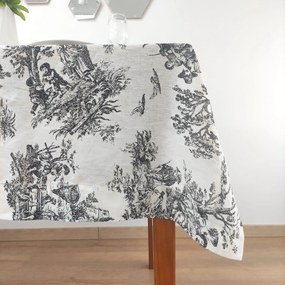 Toalha de Mesa Linho COL Toile de Jouy Black Ponto Aberto
