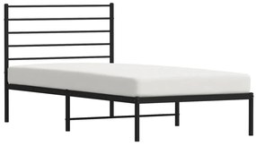 Estrutura de cama com cabeceira 90x190 cm metal preto