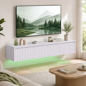 Móvel de TV Suspenso, 120 x 29,5 x 23,5 cm, Iluminação LED, Branco