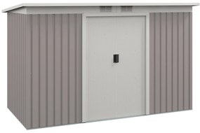 Outsunny Abrigo de Jardim 280x130x172 cm Abrigo de Exterior de Aço Galvanizado com Porta Corredeira e Ventilações Cinza