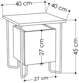 Mesa de Cabeceira Acres – Castanho Escuro – 40x45x40 cm