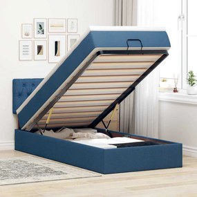vidaXL Cama Otomana com Colchão & LEDs Tecido Azul 100x200 cm
