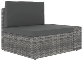10 pcs conjunto lounge de jardim c/ almofadões vime PE cinzento