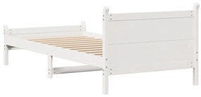 Cama sem colchão 75x190 cm madeira de pinho maciça branco