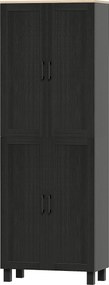 Armário de Cozinha Alto, 60 x 30 x 170,5 cm, 4 Portas, Preto