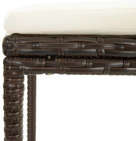 9 pcs conjunto de bar p/ jardim com almofadões vime PE castanho