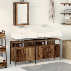vidaXL Gabinete de Lavabo com Lavabo Embutido Madeira Antiga Em Madeira de Engenharia