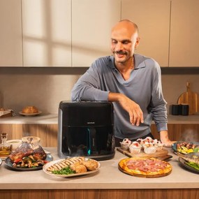 Fritadeira de ar Cecofry&Grill Smokin'Prime 8500 com resistência dupla para um dourado perfeito e sabor a grelhado em carnes, capacidade de 8,5 litros