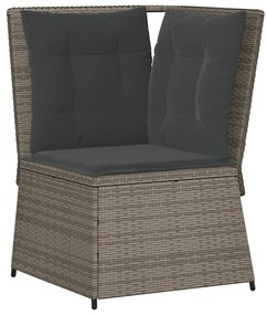 7 pcs conjunto lounge de jardim c/ almofadões vime PE cinzento