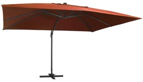 Guarda-sol jardim cantilever c/ luzes LED 400x300 cm terracotta