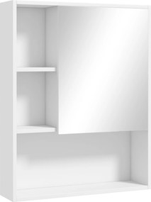 kleankin Armário de parede para casa de banho com espelho, móvel para casa de banho, 5 compartimentos e prateleira ajustável, 60x15x76cm, branco | Aosom Portugal