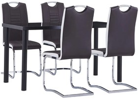 vidaXL 5 pcs conjunto de jantar couro artificial castanho