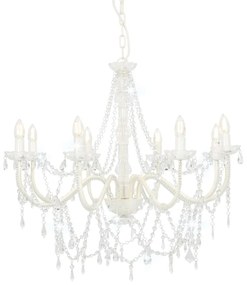 vidaXL Lustre com contas lâmpadas 8 x E14 branco
