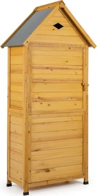 Abrigo de jardim em madeira com porta 81 x 46 x 174 cm, fechadura, piso, 4 estantes removíveis, ventilação, telhado inclinado, arrumação de ferramenta