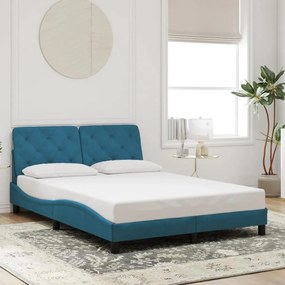 Estrutura de cama c/ cabeceira 120x200 cm veludo azul