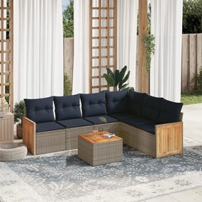 vidaXL 7 pcs conjunto sofás p/ jardim c/ almofadões vime PE cinzento