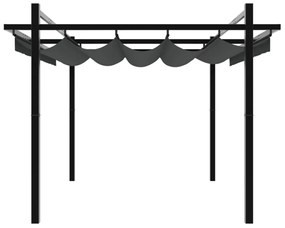 Gazebo de jardim com teto retrátil 3x3 m alumínio antracite