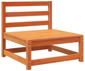 7 pcs conjunto sofás de jardim madeira de pinho castanho cera