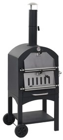 44279 vidaXL Forno de pizzas a carvão para jardim c/ pedra refratária