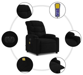 Poltrona reclinável de massagens elétrica tecido preto