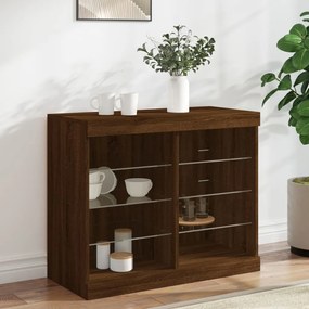 vidaXL Aparador com luzes LED 81x37x67 cm carvalho castanho