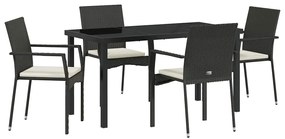 Conjunto de 4 Cadeiras de Jardim 5 pcs Preto 140 x 70 x 73 cm