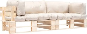 vidaXL Conj. sofá de paletes 2 pcs com almofadões cor areia pinho