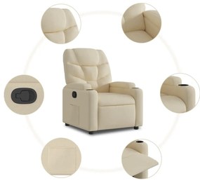 Poltrona reclinável elevatória tecido cor creme