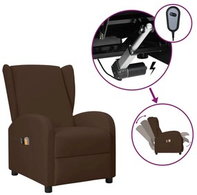 vidaXL Poltrona reclinável elétrica massagens couro art. castanho