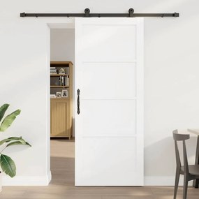 Porta Deslizante vidaXL com Conjunto de Ferragens Branca 86x211 cm Mad