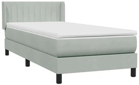 Cama com molas/colchão cinzento-claro 80x210 cm veludo