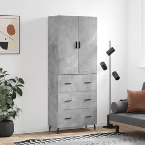 vidaXL Armário alto 69,5x34x180 cm derivados de madeira cinza cimento