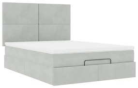 Estrutura de cama otomana com colchões 140x190cm cinzento claro