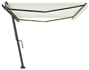 Toldo retrátil manual com LED 500x300 cm cor creme
