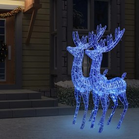 Renas de Natal XXL 2pcs 250 LEDs 180 cm acrílico azul