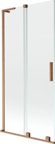 Mexen Velar L parede de chuveiro de 2 painéis deslizantes 90 x 150 cm, transparente, cobre escovado - 896-090-003-01-65